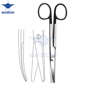 Tijeras Mayo de 14 cm (5½ Pulgadas), Curvas, con Una Hoja Dentada y Otra Lisa, de Acero Inoxidable Reutilizables para Cirugía - Product Image 4