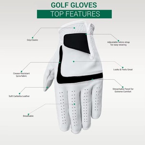 Gants de golf en cuir véritable blanc, antidérapants, respirants, pour droitier, unisexe, à enfiler - Product Image 3