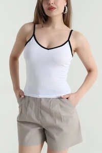Women's Olive Green Ribbed <b>Tank</b> <b>Top</b> Crew Neck Solid Casual Autumn Knitted Plus Size Breathable Eco-Friendly Front Regular Fit - Product Image 4