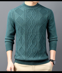 Suéter de punto para hombre, cuello redondo, adelgazante, informal, de alta calidad, manga larga, OEM - Product Image 1