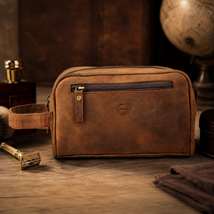 Trousse de Toilette Classique Vintage en Cuir PU pour Hommes – Luxe et Rangement de Voyage, Capacité Moyenne, Résistante à l'Eau - Product Image 2