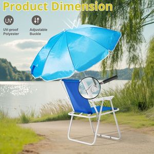 Chaise de plage pliable légère et portable avec parasol, capacité de 265 lb pour adultes, voyages, pique-niques, concerts - Product Image 5