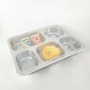 Assiettes Thali Rectangulaires à Compartiments 5-en-1 en Acier Inoxydable Bold Blossom – Plateau Alimentaire pour Cafétéria, Assiette Bento pour Dîner - Product Image 1