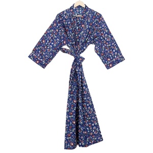 Indien fait à la main 100% coton Kimono robe imprimé fleuri Bikini Wrap vêtements de nuit décontractés pour les femmes pour l'automne printemps plage vacances - Product Image 1