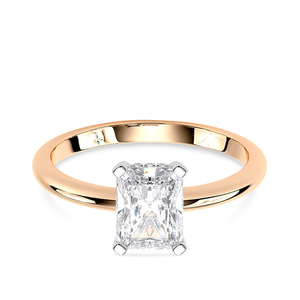 Anillo de Compromiso Solitario de Diamante Cultivado en Laboratorio con Corte Radiante de Oro Sólido de 14K, Chapado en Rodio Vintage, Certificado IGI, Rectangular - Product Image 2
