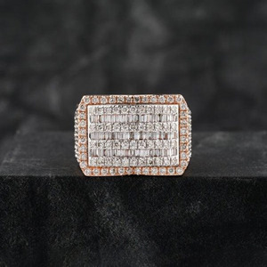 Anillo de Compromiso de Plata de Ley 925 con Diamantes Moissanite de Corte Baguette y Redondo, Estilo Hip Hop, Media Eternidad, para Joyería de Boda Masculina - Product Image 3