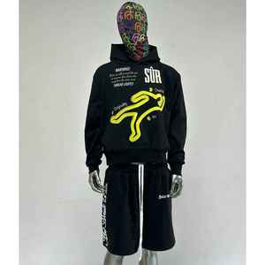 2025Hot Sale <b>Short</b> <b>Hoodie</b> 2Piece <b>Men</b> Cotton Tracksuit <b>Short</b> <b>Set</b> Casual With Custom Logo SweatSuit Sport Track Suit puff printing - Product Image 1