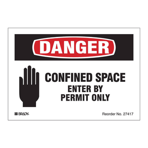 Señal de Admisión con Permiso Limitado para Espacios Confinados Brady Danger para Seguridad Industrial - Product Image 3