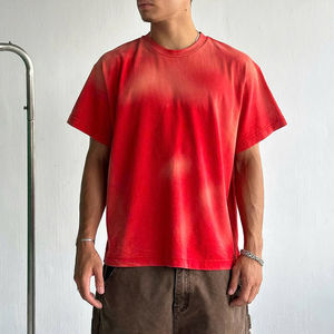 Camiseta Oversize Boxy para Hombre, Efecto Desgastado, 100% Algodón, Alta Calidad, Transpirable, Estilo Vintage, Streetwear, OEM, Marca Privada - Product Image 1