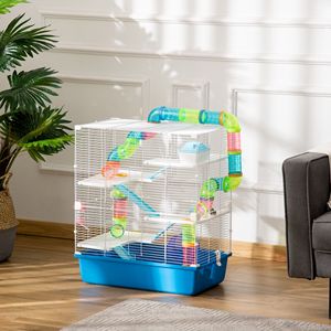 Gabbia per Criceti in Plastica Ecologica a 5 Livelli da 23 Pollici con Ruota e Bottiglia d'Acqua, Stile Cut, per Uso Interno ed Esterno, Blu - Product Image 2