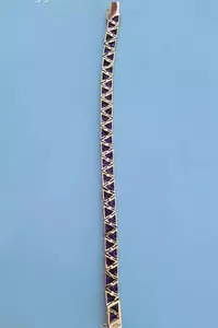 Bracelet tennis vintage pour homme en argent sterling 925 plaqué or avec 8 moissanites taille trillion - Product Image 4