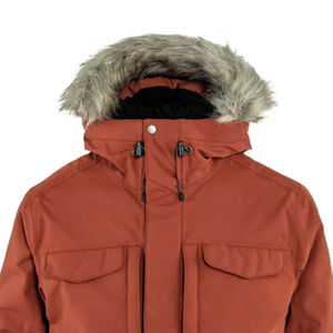 Men's Plus Size Red Hooded Parka Jacket Stand Zipper Fur Trim <b>Waterproof</b> Casual Outerwear Long Sleeve Polyester <b>Winter</b> <b>Coat</b> - Product Image 3