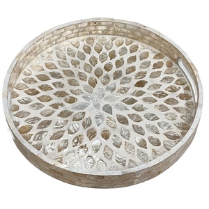 Juego de bandejas de madera blancas para servir, de nácar, portátiles, ecológicas, duraderas, de lujo, para presentación de alimentos, personalizadas, OEM, ODM, al por mayor - Product Image 1