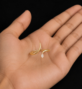 925 Sterling Silver 18K Gold Marquise Cut Cubic Zirconia Tiny Snake Women's Ring Prong Setting Minimalist Unisex Everyday Wear - Product Image 4