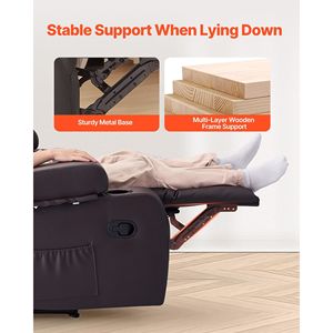 Divano reclinabile doppio divanetto in marrone manuale & USB reclinabile divano centrale portabicchieri borse per soggiorno RV - Product Image 4