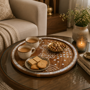 Luxury Ramadan 2022 Mother of Pearl Wood Craft Serving Tray | Eid Decor Home Decoration Chocolate Serving Kitchenware Tray <b>Gift</b> - Product Image 4