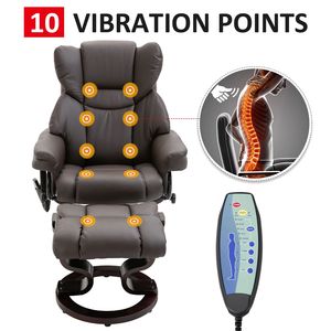 Poltrona Reclinabile Marrone con Massaggio a 10 Punti e Poggiapiedi Girevole per Camera da Letto e Soggiorno - Product Image 5