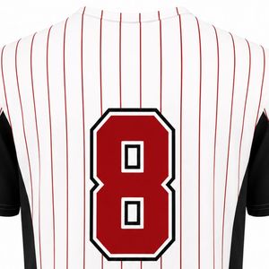 <b>Red</b> White Baseball Jersey for Men Pinstripe Button Baseball Shirt Lightweight Team Uniform Breathable Athletic Sports Wear - Product Image 3