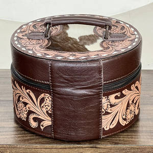 Caja Redonda de Cuero Repujado a Mano con Diseño Floral, Estilo Vintage, para Guardar Joyas, de Cuero Vacuno, Súper Oferta de Septiembre - Product Image 5