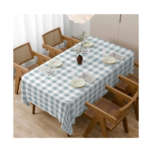 Nappe carrée en coton brodée à carreaux rouges et blancs, certifiée GOTS, écologique, motif géométrique classique, lavable - Product Image 2
