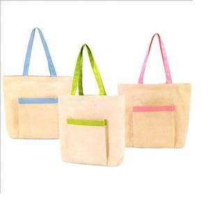 ถุงผ้าปอกระเจาผ้ากระสอบออร์แกนิก100% พร้อมด้ามจับยาวเป็นมิตรต่อสิ่งแวดล้อมกระเป๋าถือสำหรับร้านขายของชำกำหนดโลโก้ได้เอง50ชิ้น - Product Image 1