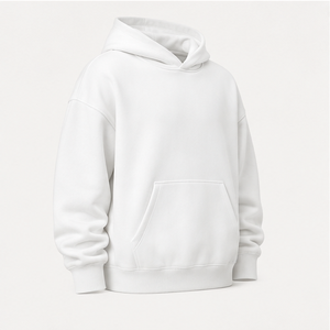เสื้อฮู้ดดี้ทรงโอเวอร์ไซส์สำหรับผู้ชาย รุ่นคัสตอมออฟติกไวท์ ไม่มีเชือกผูก กระเป๋าจิงโจ้ ผ้าฟลีซเนื้อหนัก 100% ผ้าฝ้าย - Product Image 3