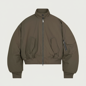 Chaqueta Bomber de Alta Calidad para Hombre con Cierre de Cremallera, Diseño Personalizado, Cuello Alto y Tela de Lona para Invierno, Venta al Por Mayor - Product Image 1