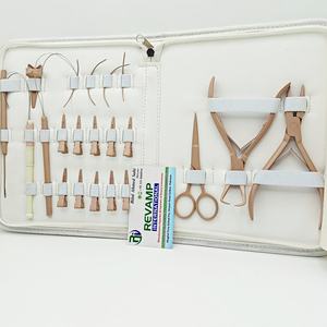 Kit d'outils pour extensions de cheveux, couleur beige, pinces en acier inoxydable, aiguille à crochet, ensemble de boucles pour extensions de cheveux à micro-anneaux et nano-anneaux - Product Image 4