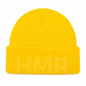 Bonnet unisexe en acrylique HMR Sisterhood Brotherhood, jaune uni, style décontracté pour adultes, 56-58 cm, tricoté à la machine - Product Image 1