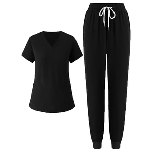 Blouses et chemises d'hôpital pour femmes, col en V, noir, coton et polyester, produit très demandé - Product Image 3