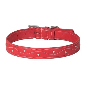 ปลอกคอสุนัขหนังนุ่มแฮนด์เมดพร้อมเย็บแฟนซี & แกนคริสตัลทำงานขายส่งผู้ผลิต - Product Image 1