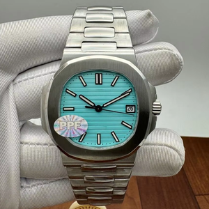 นาฬิกาข้อมือหรูหราอัตโนมัติ ขนาด 41 มม. ตัวเรือนสแตนเลสสตีลคุณภาพสูง สายแบบ Integrated Bracelet หน้าปัดสีฟ้าเทอร์ควอยซ์ พร้อมช่องแสดงวันที่ ใช้กลไก ETA - Product Image 1