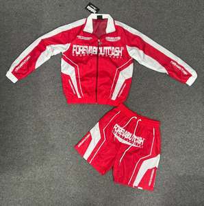 Custom Embroidery Logo Men's Casual <b>Jacket</b> and Shorts Set Breathable Windbreaker Nylon Autumn - Product Image 4