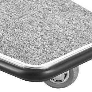 Carrello Bellman a 3 Ruote in Acciaio Inossidabile con Capacità di Carico di 600 LBS, Piano in Moquette Grigia e Ruote in Gomma, Carrello per Hotel - Product Image 6