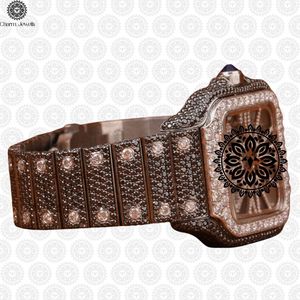 Charm Jewells Luxury Women's Stainless Steel Rectangle <b>Mechanical</b> <b>Watch</b> With Diamond Encrusted Sapphire Crystal Analog Dial - Product Image 3