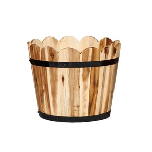 Jardinière en bois d'acacia festonné, écologique, durable, moderne, pour plantes d'intérieur/extérieur, support pour fleurs de jardin - Product Image 4