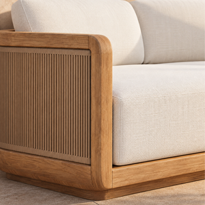 Modern <b>Outdoor</b> Patio Sectional <b>Sofa</b> Set Waterproof Cushioned Teak Wood Garden Lounge Furniture for Balcony Deck and Poolside - Product Image 6