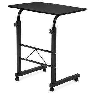 <b>Adjustable</b> Rolling <b>Laptop</b> <b>Table</b> with Steel Frame Black 31.5 X 18.1 in Portable Home Office Storage - Product Image 1
