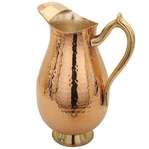 Jarra de Agua de Cobre Martillado Brillante de 1.0L con Asa de Acero Inoxidable, Diseño Vintage, Duradera para Bebidas en Fiestas - Product Image 6