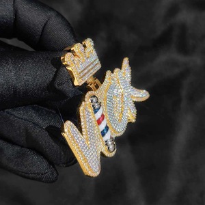 Collar de corona chapado en rodio con micro pavé de perlas de agua dulce y circonitas, estilo Hip Hop Barber Clipper, para hombre, joyería llamativa - Product Image 4