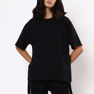 Relaxed Fit Oversized Tee Premium Cotton Streetwear <b>T</b>-<b>Shirt</b> Casual Oversized <b>T</b>-<b>Shirts</b> for Women Solid Color Black Crew Neck Tee - Product Image 2