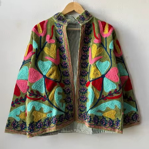 Chaqueta Larga Suzani Bordada a Mano, Elegante y Atractiva, para Mujer, Primavera 2026, Estilo Bohemio, Gitano, Crewel, Regalo Especial para Festivales - Product Image 1