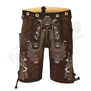 Respirant bavarois Ladies Lederhosen-Shorts en cuir de chèvre en daim-costumes pantalons courts - Product Image 1