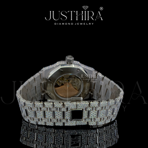 Montres-bracelets analogiques automatiques Buss Luxury White Arabic Numbers en acier inoxydable 20 mm, style hip-hop, avec moissanite VVS, étanches - Product Image 5