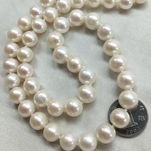 Collier de perles d'eau douce AAA9-10mm avec de petites imperfections, forme arrondie, cadeau pour les mères - Product Image 4
