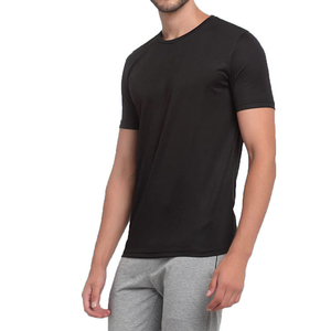 Camiseta de Manga Corta para Hombre, Cuello Redondo, Negra, 100% Poliéster, Tejido de Punto, Corte Ajustado, Informal, Transpirable, Color Sólido, Largo Regular, 320g - Product Image 6