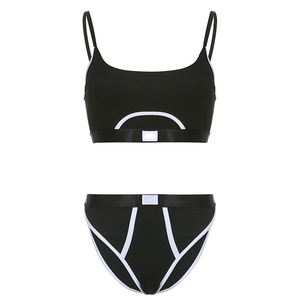 Ensemble bikini deux pièces personnalisé OEM pour femmes, imprimé à pois, triangle, halter - Product Image 4
