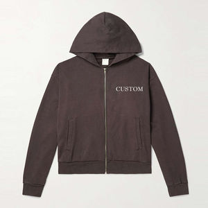 Acid Wash Solid <b>Fleece</b> Summer Thermal Plus Size <b>Oversized</b> Baggy <b>Men</b> Boxy Zipup <b>Hoodie</b> - Product Image 3