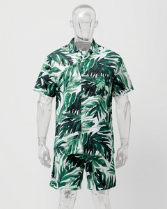 Camisa y Pantalones Cortos de Verano para Hombre, con Estampado Botánico Sublimado Personalizado, para la Playa - Product Image 4
