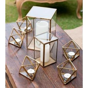 Portavelas de Diseño Único Hecho a Mano, Marco Dorado, Vidrio y Metal, Portavelas Moderno, Diseños Creativos para el Hogar, Navidad - Product Image 5